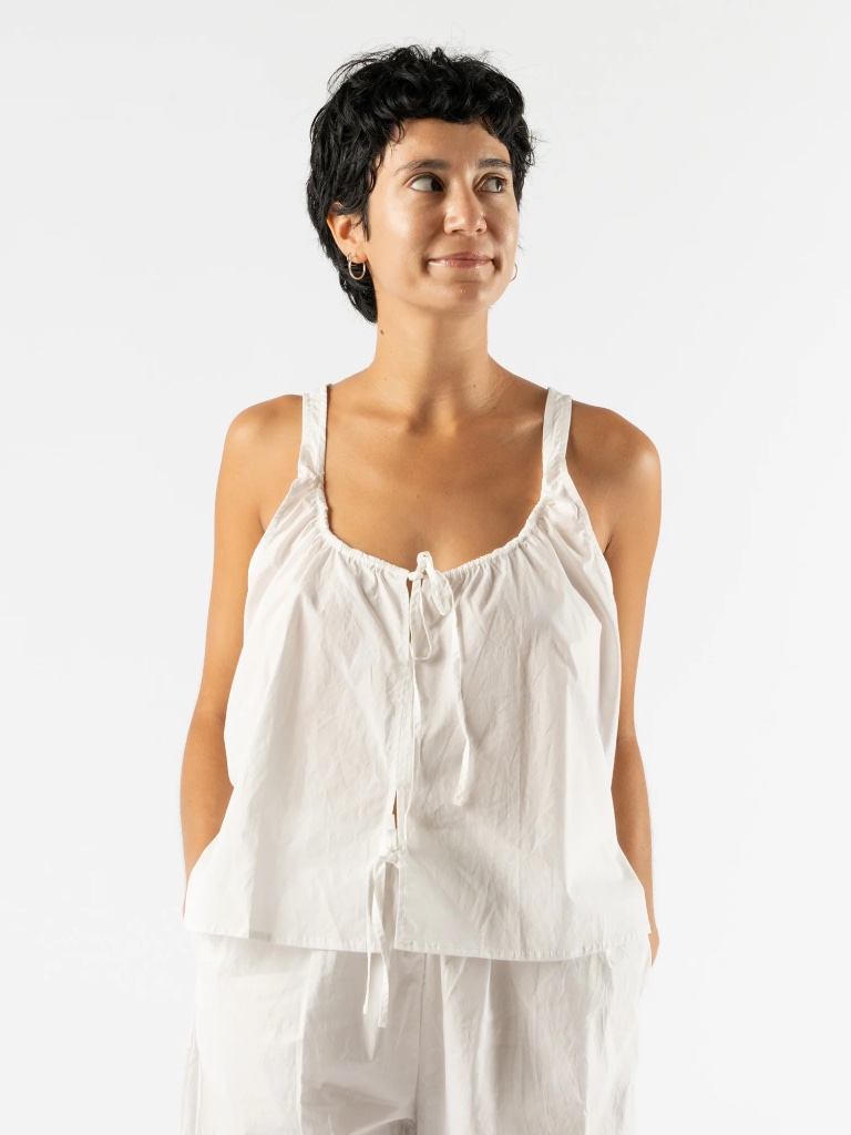 Deiji Studios The Original Cotton Bind Top With Tie Front Closure Organic Poplin — image 6 of 8